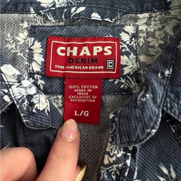 Chaps Men's Vintage 90’s Navy Western Button Down Shirt Size L - Picture 3 of 8